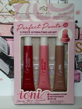 Perfect Pouts 3-Piece Hydrating Lip Kit — Cherry, Rose & Caramel